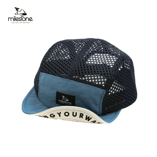 【milestone マイルストーン】milestone original cap オリジナルキャップ ブルーブルー キャップ 帽子 ワイヤーブリム ツバ裏刺繍 LIGHTING YOUR WAY トレラン トレッキング アウトドア MSC-013