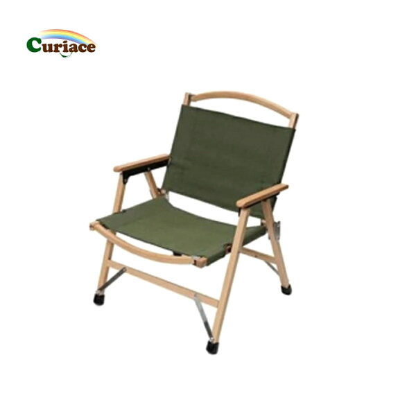 【Curiace キュリアス】Onetouch Low Chair ワンタッチローチェア オリーブ ワンサイズ 天然木 コットン 収納バッグ付き キャンプ アウトドア 国内正規品 /