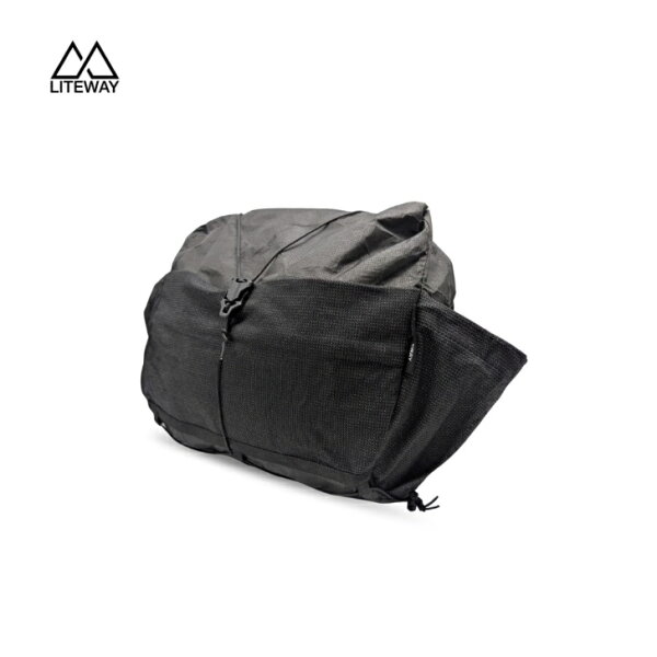 【LITEWAY ライトウェイ】HIP PACK ULTRA Black ブラック ウエストバッグ 10L ロールトップ形式 は伸縮性メッシュ生地ポケット  500mlのペットボトル収納サイドポケット 100％防水生地 UL ハイク トレッキング バイクパッキング MTB グラベルライド アウトドア 国内正規品