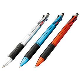 タッチペン付 4色ボールペン 選べる25～100本 個包装(PP袋) まとめ買い 文具 筆記 粗品 景品 配達 配布 販促 ノベルティ アンケート 4色アソート 問診票 【タッチペン付4色ボールペン_1P】