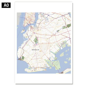 都市地図ポスター【ブルックリン】ラミネート/ホワイトボード/フレーム アメリカ ニューヨーク 世界地図 アートプリント