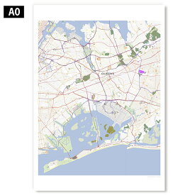都市地図ポスター【クイーンズ】ラミネート/ホワイトボード/フレーム アメリカ ニューヨーク 世界地図 アートプリント