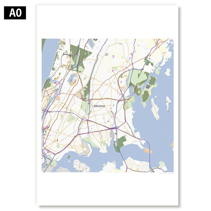 楽天市場 都市地図ポスター ブロンクス A0 ラミネート加工 アメリカ ニューヨーク 世界地図 アートプリント Fungoal