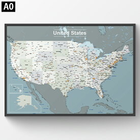 アメリカ地図ポスター [フレーム付き] A0