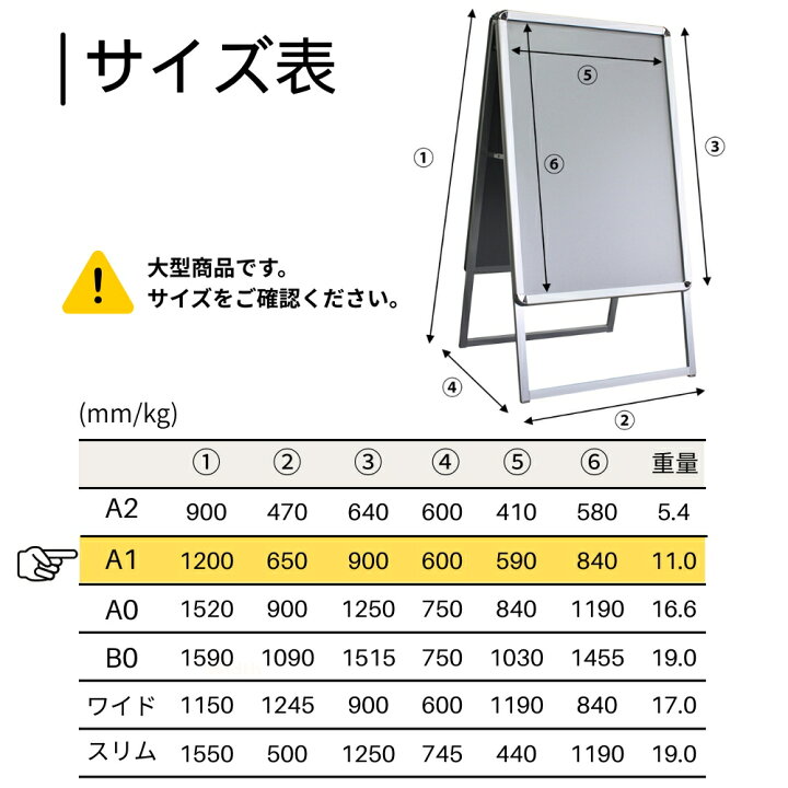 楽天市場】【A1黒は4/20入荷次第発送】A型看板 [ A1 ] 両面 ポスター 