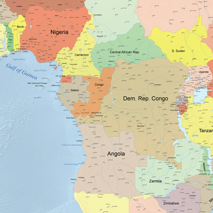 楽天市場 世界地図 ポスター アフリカ A1 ラミネート加工 大型 594 841mm 英語版 World Map デザイン マップ Fungoal