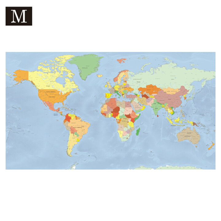 楽天市場 世界地図 ポスター スタンダード M ラミネート加工 大型 1 070 600mm 英語版 World Map デザイン マップ Fungoal