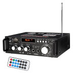 デジタルアンプ 最大出力600W(300W+300W) 高音質 重低音調整 USB SD Blutooth2.0 HiFi マイク入力対応 リモコン付き 12V-5Aアダプタ LP298A