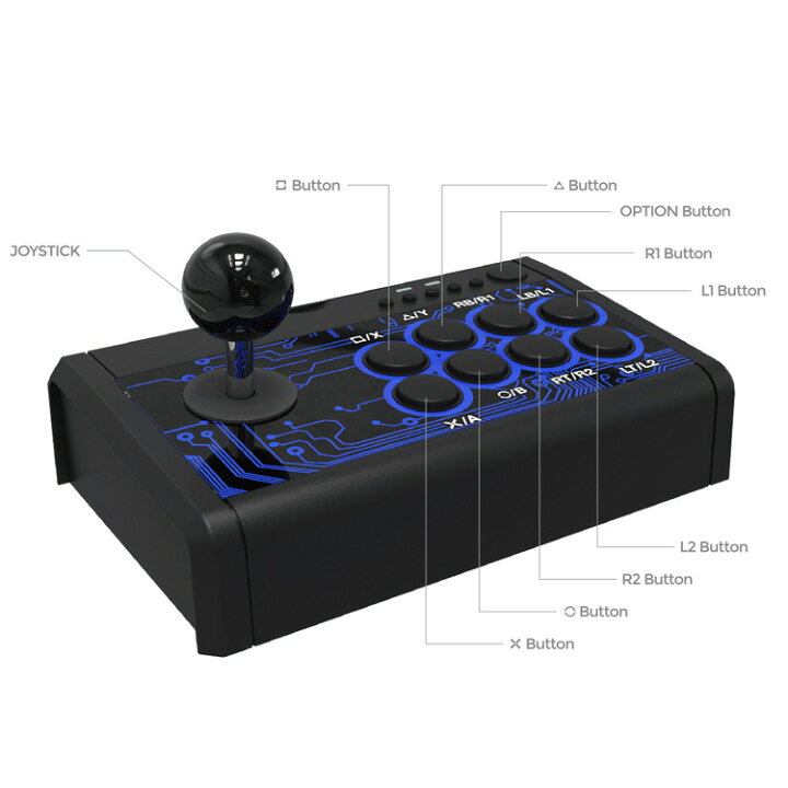 楽天市場 Dobe アーケードタイプコントローラー Ps4 Ps3 Switch Xbox Pc Android対応 Usb接続式 Turbo機能付 有線コントローラー Dobeaft7in1 ファンライフ楽天市場店