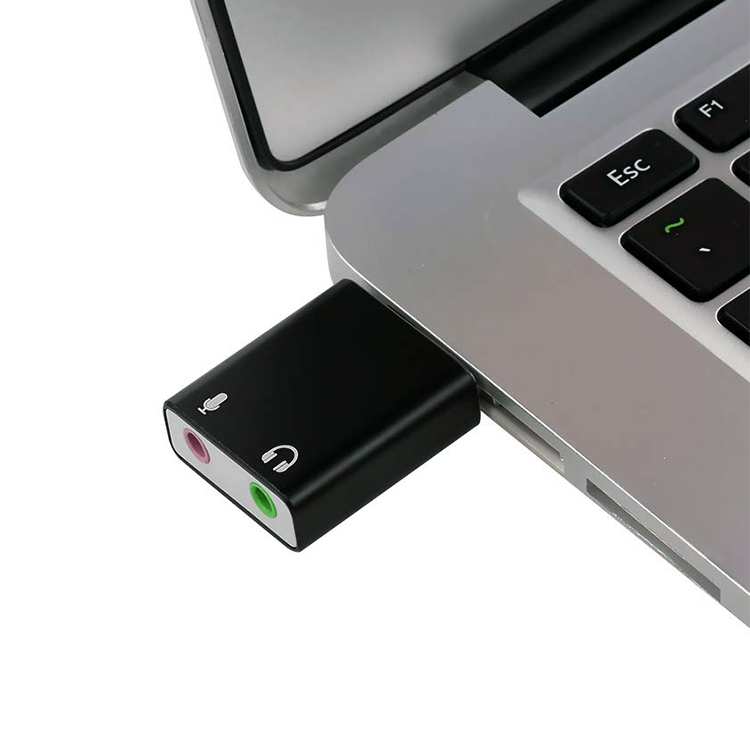 USB外付けサウンドカード USB⇔オーディオ変換アダプタ 3.5mmミニジャック ヘッドホン出力 マイク入力対応 小型軽量 5.1ch 3Dサラウンド対応 オーディオインターフェイス PCゲームやボイスチャットに最適 PFUOS15015