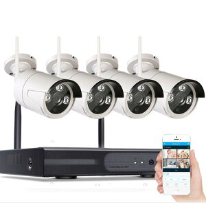 無線カメラ4台+録画NVRデッキセット 事務所 家庭防犯 倉庫 駐車場監視に 技適認証取得 1080P録画 防水 防塵 200万画素 常時録画 動体検知対応 HDD録画対応 無線防犯システム CSYDVR14