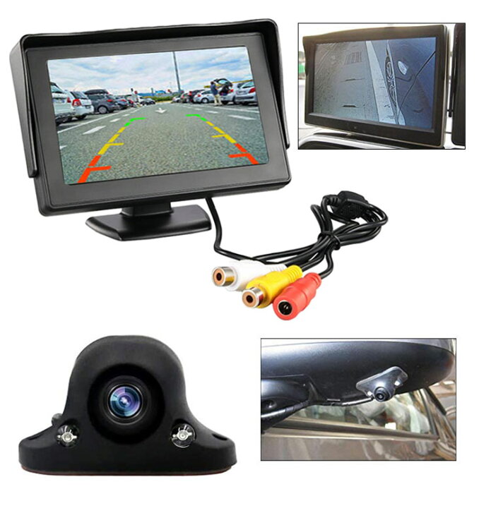 車用バックカメラ、4.3インチオンダッシュモニターセット 粘着式 取付簡単 リアカメラ サイドカメラ 角度調節可 12V専用 広角 OMT43BK1100SET 送料無料 : ファンライフ店 車用バックカメラ、4.3インチオンダッシュモニターセット 粘着式 取付簡単 リアカメラ サイドカメラ 角度調節可 12V専用 広角 OMT43BK1100SET 送料無料 : ファンライフ店