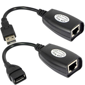 USBエクステンダー USB2.0→RJ45→USB2.0 最大約50mまで LANケーブルで延長 USB延長変換アダプター USB2.0LANケーブル延長アダプタ ドライバ不要 USBEXLAN40