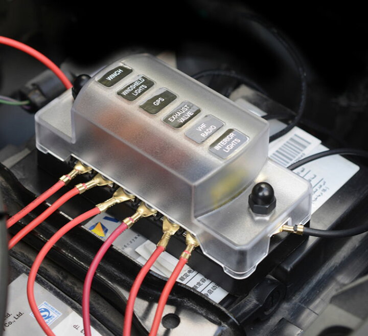楽天市場 6way回路 平型ヒューズボックス 6分岐配線 12v 32v汎用 5a 10a 15a a 耐熱性 絶縁性 カバー付き 移設 増設 電源 Acc電源 Wuup978 ファンライフ楽天市場店