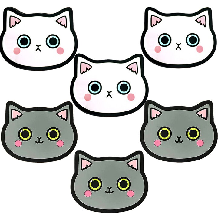 【6枚セット】シリコン製コースター 猫コースター ネコデザイン インテリア 耐熱 滑り止め ソフトシリコン素材 CATCST06S ファンライフ 猫6枚セット