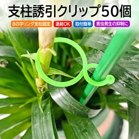 【50個セット】支柱誘引クリップ 植物支柱リング 支柱連結 つる固定 八の字 ワンタッチ 結束バンド 誘引資材 園芸 ガーデニング 野菜栽培に ZWJ8S50