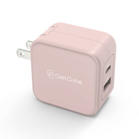 CellCube 20w 2ポートUSB-A＆USB-C急速充電器【PSE認証/折りたたみ式プラグ/PD3.0＆QC3.0対応/安全安心/日本ブランド】iPhone/iPad/Android 各種対応　薄桜 LC ピンク