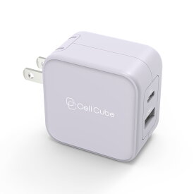 CellCube 20w 2ポートUSB-A＆USB-C急速充電器【PSE認証/折りたたみ式プラグ/PD3.0＆QC3.0対応/安全安心/日本ブランド】iPhone/iPad/Android 各種対応 LP 白藤 パープル