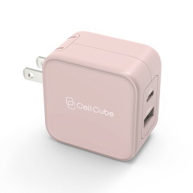 CellCube 32w(20w＋12w) USB-C/USB-A 2ポート急速充電器【PSE認証/折りたたみ式プラグ/安全安心/日本ブランド】iPhone/iPad/Android 各種対応　薄桜　LC　ピンク