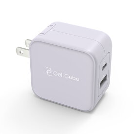 CellCube 32w(20w＋12w) USB-C/USB-A 2ポート急速充電器【PSE認証/折りたたみ式プラグ/安全安心/日本ブランド】iPhone/iPad/Android 各種対応 LP 白藤 パープル