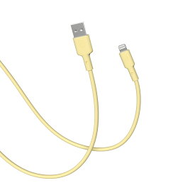 CellCube TSUNAGU mayu USB-A to Lightningケーブル（1.0m）【絡まないケーブル/柔らか/かわいい/パステルカラー/選べるカラーバリエーション/シリコン素材採用/MFI認証/iPhone/iPad対応/安心の日本ブランド】支子　LY　イエロー