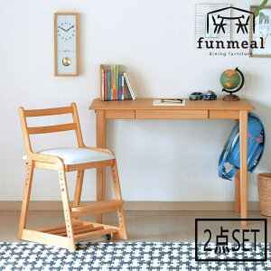 学習机セット 学習デスク 椅子 イス 子供用家具 リビング学習 子供部屋 無垢材 天然木 木製 ナチュラル 入学祝 勉強机 リビング かわいい おしゃれ 【SET】ERIS KIDS DESK+LIFE (WH) 2SET
