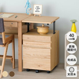 デスクワゴン ワゴン サイドワゴン 袖机 単品 収納 幅41 3段 シンプル コンパクト おしゃれ 北欧 天然木 オーク材 キャスター付 昇降 引出し フルスライド 学習机 完成品 REFLE ISSEIKI