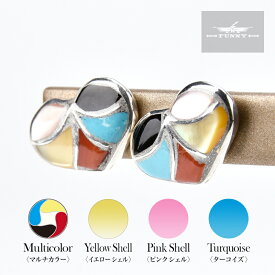 【FUNNY公式ストア】 ズニ族 Thurza Leekya ハート インレイ ピアス スターリングシルバー シルバー925 マルチカラー ターコイズ シェル ジェット 天然石 レディース メンズ キャッチ シンプル 小さめ 誕生日 ギフト プレゼント ファニー インディアンジュエリー イヤリング