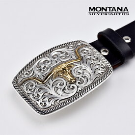 【FUNNY公式ストア】 【MONTANA SILVERSMITHS】 モンタナ シルバースミス バックル #33010RTG スクエア ロングホーン ウエスタンバックル エングレーブ ベルト メンズ レディース 男女兼用 プレゼント ギフト 【送料無料】 【FUNNY】 ファニー