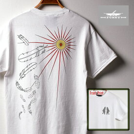 【FUNNY公式ストア】 FW オリジナル Tシャツ 【SUN ＆ FEATHER／WHITE】 メンズ レディース 半袖 ティーシャツ カウボーイ イーグル フェザー 羽根 太陽 ネイティブアメリカン ファニー FUNNY