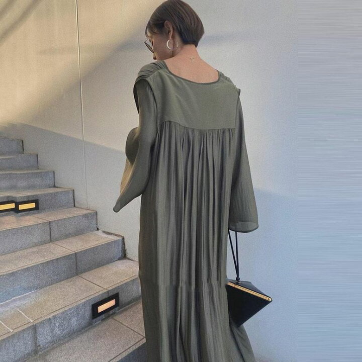楽天市場】ランタンスリーブ ロング ワンピース ドレス シャツ フレア  