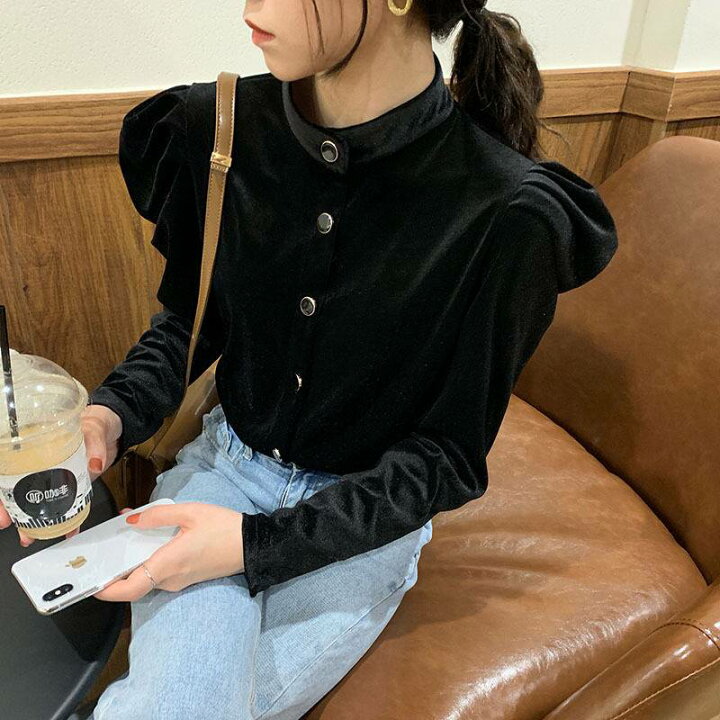 楽天市場】ベロア トップス 送料無料 シャツ ブラウス 光沢 ビッグ  