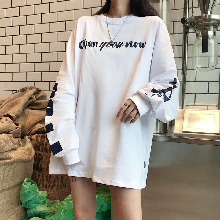 大きいサイズ＞HAPPY FACE ルーズサイズプリントチュニック 通販【ニッセン】 レディース カジュアル 長袖 チュニック トップス おもしろ文字 ひまわり プリント サイドスプリット ルーズフィット プルオーバー