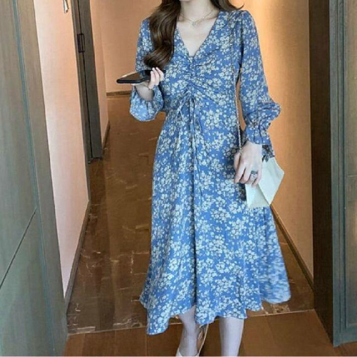 楽天市場】小花柄 ワンピース レディース 送料無料 長袖 S M L XL 
