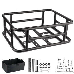 自転車後ろカゴ リアカゴ 自転車リアバスケット 大きい 自転車カゴ うしろ アクセサリー付き