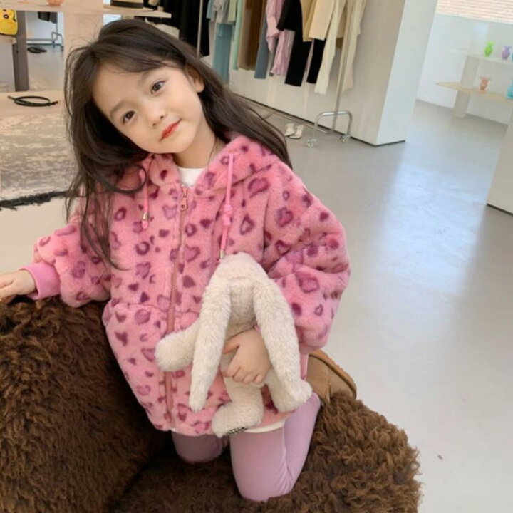 楽天市場】韓国 ボア 裏起毛 ボアブルゾン 子供服 ピンク ボアコート 