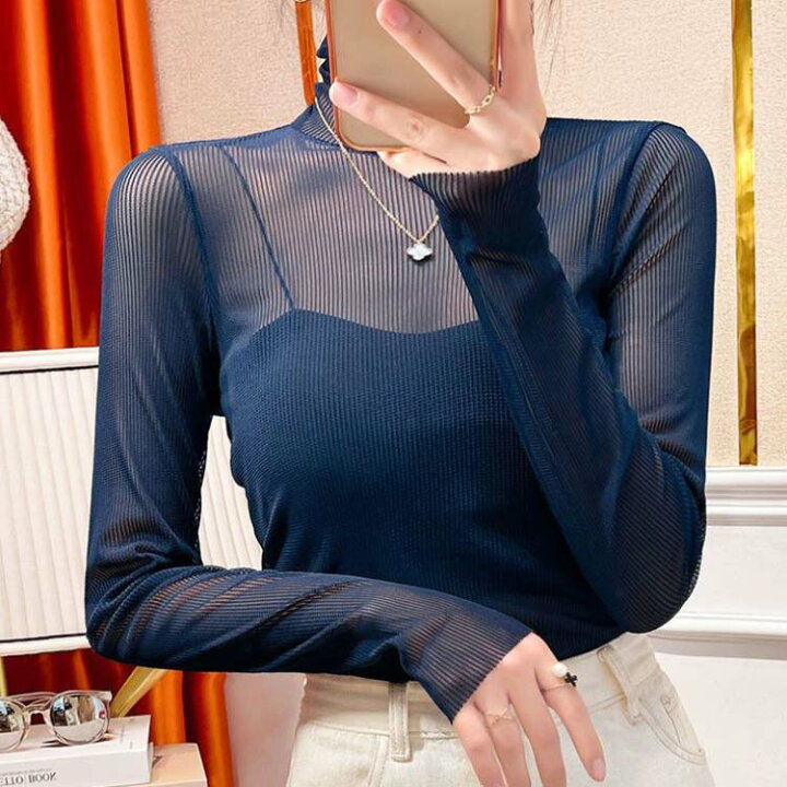 楽天市場】タートル シースルー トップス シャツ 長袖 シアートップス  