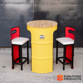 ドラム缶テーブルチェア ドラム缶 テーブルセット イスセット チェアセット アウトドア リメイク家具 DIY家具 アウトドアテーブル おしゃれ キャンプ オリジナルブランド アイアン家具 2人掛け ビビットカラー ビタミンカラー 元気になるカラー