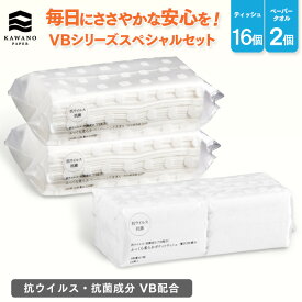 ＼抗ウイルス・抗菌成分 VB配合／河野製紙 VBシリーズ スペシャルセット［16個+2個］【ペーパータオル 除菌 抗 ウイルス 抗菌 まとめ買い 箱買い アルコール 防災 アウトドア ギフト 誕生日プレゼント】