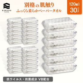 ＼抗ウイルス・抗菌成分 VB配合／河野製紙 ふっくら柔らかペーパータオル［1×30パック］【ペーパータオル 抗菌 ウイルス 日用品 まとめ買い ケース販売 箱買い 保湿 便利 ギフト 誕生日プレゼント】