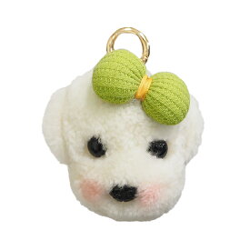 紅ほっぺ プードル バックチャーム キーホルダー リボン付き ぬいぐるみ 犬 ふわふわ キーリング トイプー型 顔 dog ボア 可愛い かわいい プレゼント 送料無料