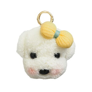 紅ほっぺ プードル バックチャーム キーホルダー リボン付き ぬいぐるみ 犬 ふわふわ キーリング トイプー型 顔 dog ボア 可愛い かわいい プレゼント 送料無料