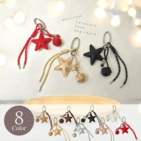 パラコード ジャラジャラ スター 星 ボンボン ☆ BAG 飾り バッグ チャーム ミックス STAR キーホルダー キーリング かわいい 人気 韓国っぽ 送料無料 韓国チャーム 韓国ファッション ぬいぐるみ ロープチャーム じゃらじゃら付け チェーン カラビナ 大き目 シルバー