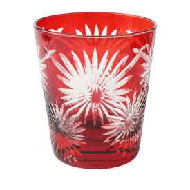 J-kitchens 郷愁 切子 グラス カップ Φ80xH90mm 280cc 花紋 レッド 美匠 Current Model