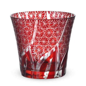 J-kitchens 郷愁 切子 グラス カップ Φ94xH85mm 240cc 乱彫小紋 レッド 底彫あり 美匠 Current Model