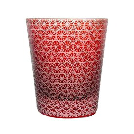 J-kitchens 郷愁 切子 グラス カップ Φ80xH90mm 220cc 線彫り小紋 レッド 美匠 Current Model