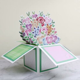 バレンタインデーカード、誕生日、結婚式、記念日、母の日、クリスマスカード、すべての機会のためのグリーティングカードのための3Dポップアップフラワーサンキューカード (GREEN)