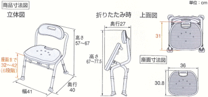 楽天市場】安寿 コンパクト折りたたみシャワーベンチ IC 背付