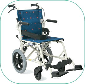 車椅子/簡易車いす/旅行用　旅ぐるまシリーズKA6 ドットブルー【カワムラサイクル】コンパクトに折りたたみ旅行や移動が楽々コンパクト車いす 介護 福祉 サービス 高齢 者 デイ サービス シニア　※令和7年6月よりシートベルトは付属しおりません。 【送料無料】【非課税】