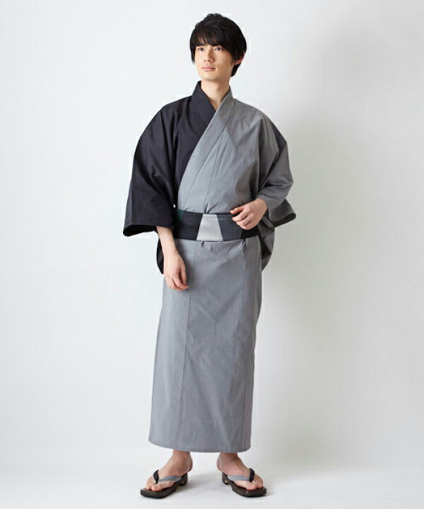 楽天市場 公式 ふりふ 単品 浴衣 メンズ片身無地 ふりふオリジナル メンズ浴衣 男性ゆかた 紳士 ゆかた ユカタ 浴衣 無地 夏 レトロ モダン ポップ 片身合わせ 黒 グレー お洒落 洗える浴衣 ポリコットン シャツ生地 ｍサイズ Lサイズ ギフト プレゼント 実用的